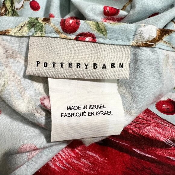 Pottery Barn Cardinal Bird Blue Red Full Queen Duvet cover Cotton Winter Berry - Picture 5 of 7